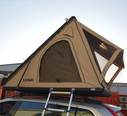 Tenda di tetto in alluminio duro marrone per auto MADE IN con tela di tessuto nero