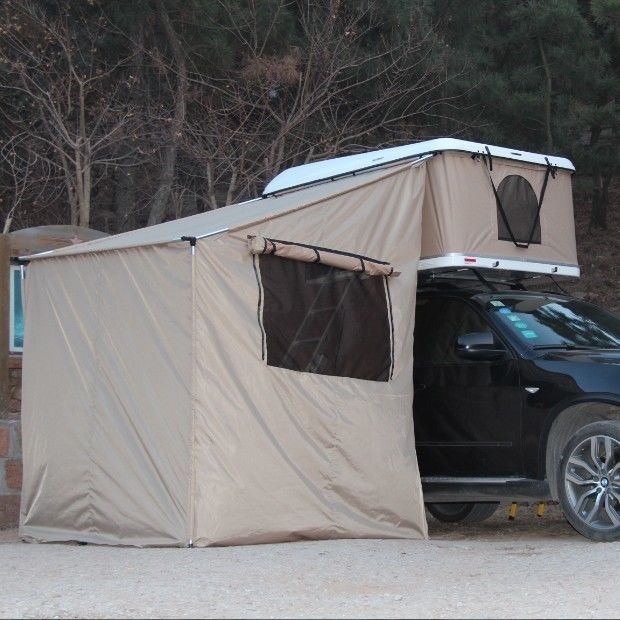 Tenda con tetto in fibra di vetro beige con camera annessa e scala in alluminio Peso lordo 75 kg