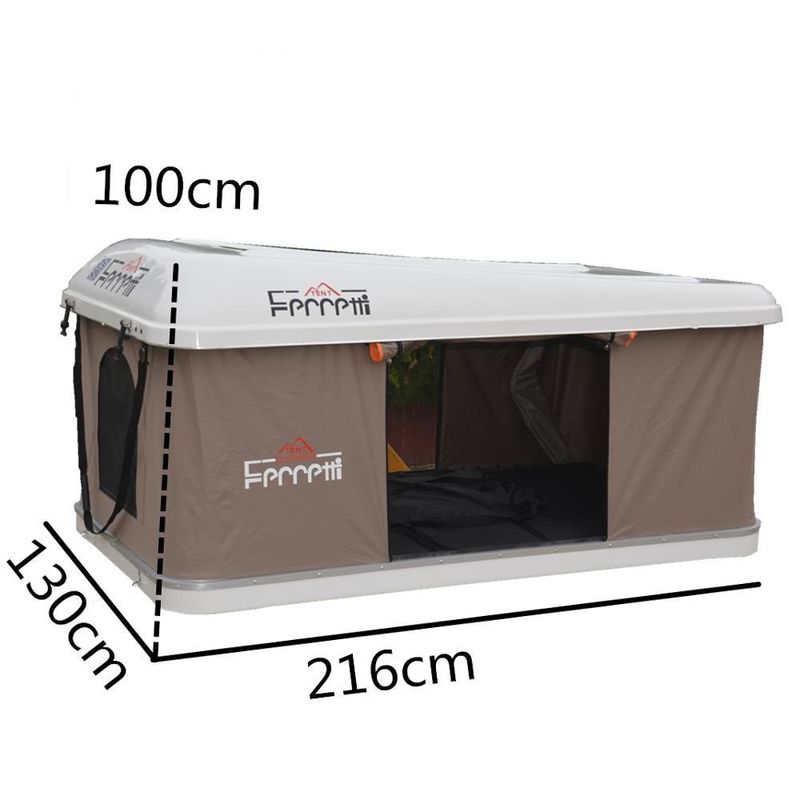 Tenda beige sul tetto della macchina Tenda con apertura automatica rapida 2019
